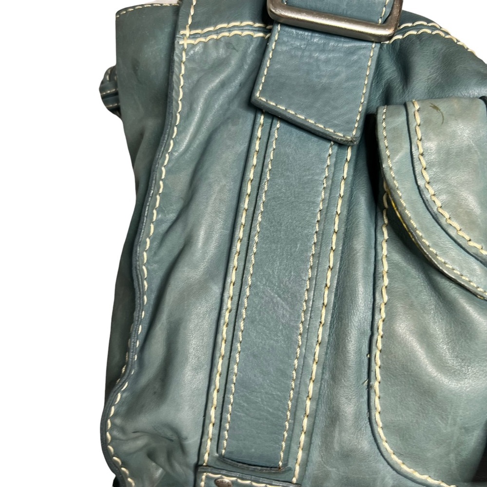 FOSSIL BLUE LEATHER SATCHEL - Picture 4 of 16